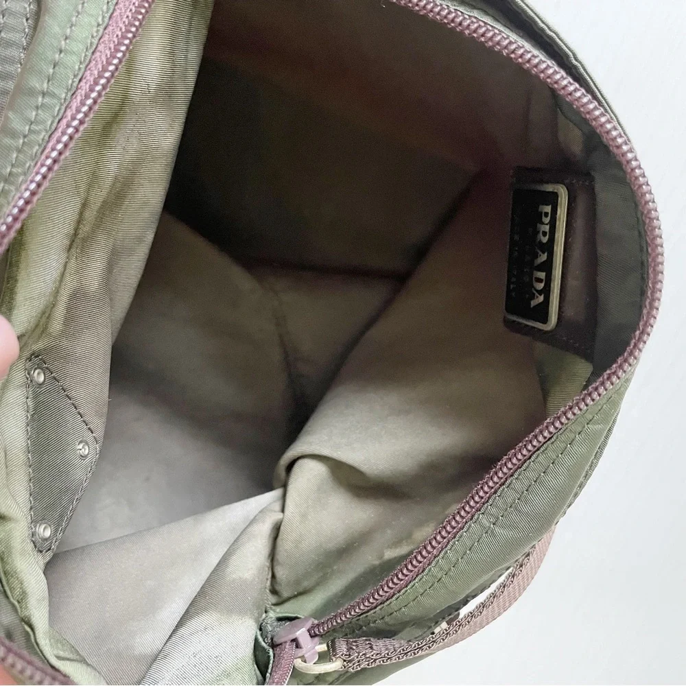 Prada brown nylon triangle logo crossbody bag - Picture 6 of 10